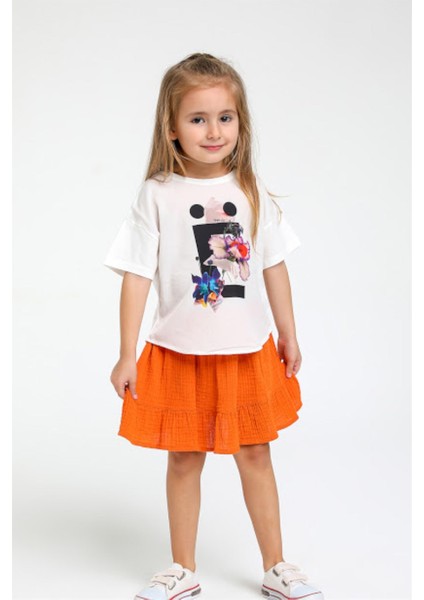 Mojo Kız Bebek Çiçek Baskılı Kısa Kol T-Shirt 35327 Ekru fiyatları