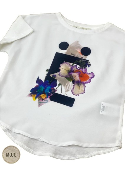 Mojo Kız Bebek Çiçek Baskılı Kısa Kol T-Shirt 35327 Ekru indirimleri