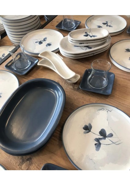 6 Kişilik 28 Parça Stackable Blue Magic Kahvaltı Takımı Yonca modelleri