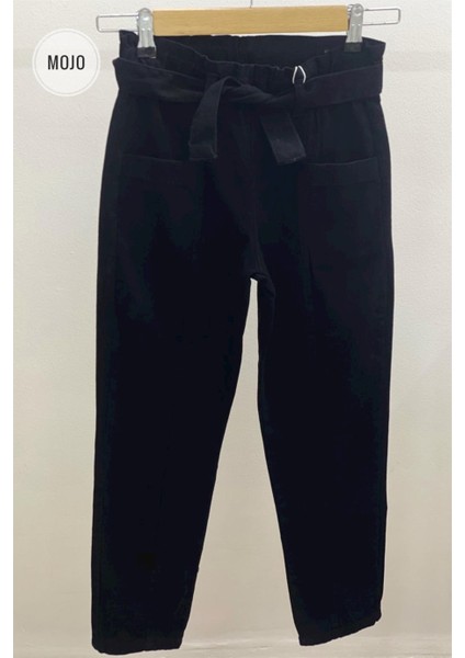 Kız Çocuk Beli Lastikli Kemerli Pantolon 51719 Siyah