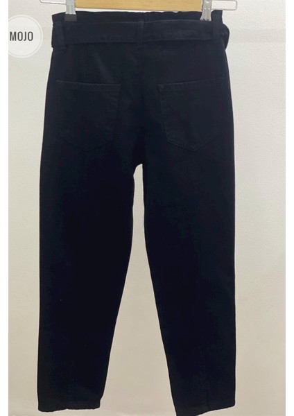 Kız Çocuk Beli Lastikli Kemerli Pantolon 51719 Siyah
