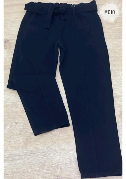 Kız Çocuk Beli Lastikli Kemerli Pantolon 51719 Siyah