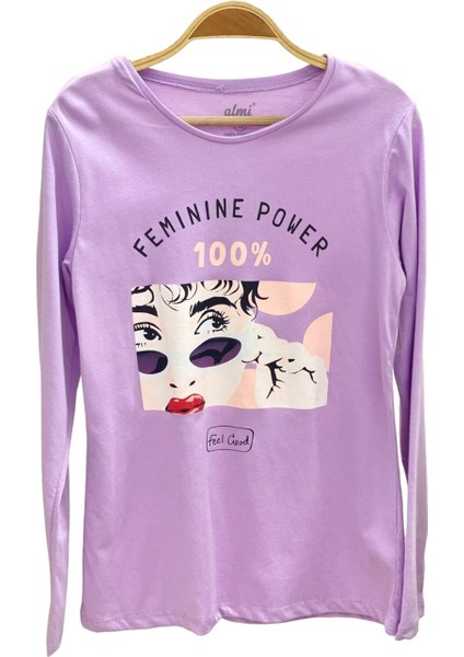 Mojo Kız Çocuk Femınıne Power Baskılı Uzun Kol T-shirt 823130 Mor