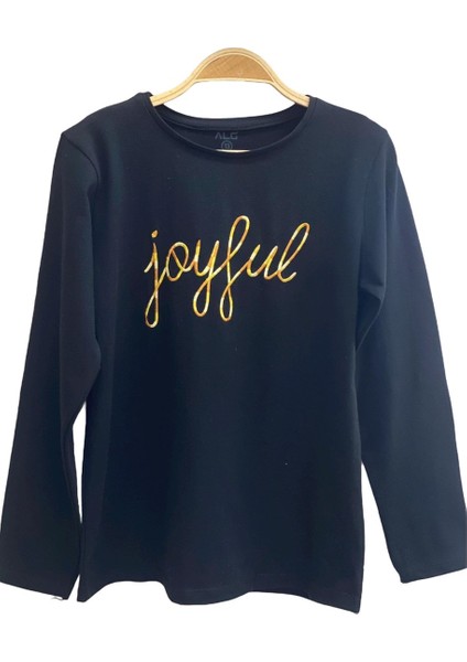 Mojo Kız Çocuk Joyful Nakışlı Uzun Kol T-shırt 823422 Siyah