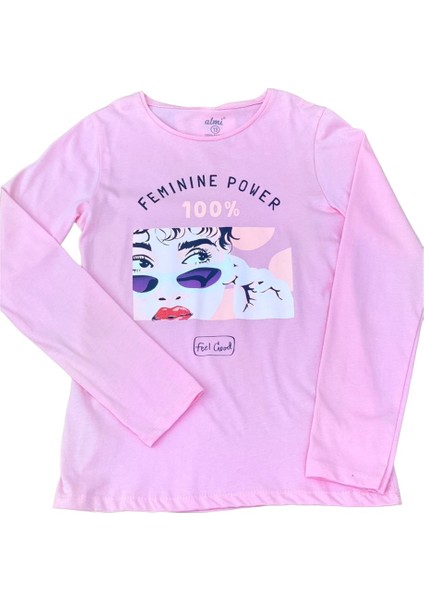 Mojo Kız Çocuk Femınıne Power Baskılı Uzun Kol T-Shirt 823130 Pembe