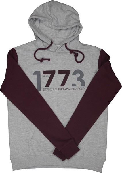 1773 Kapşonlu Sweat Gri Bordo