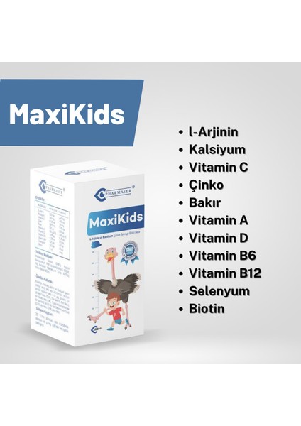 Maxikids Multivitamin ve L-Arjinin Içeren Takviye modelleri