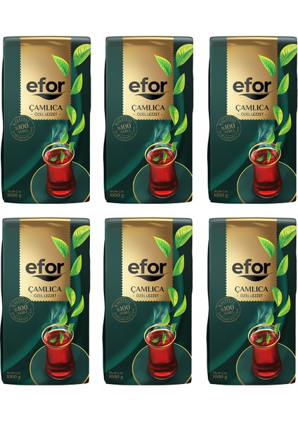 Efor Çamlıca Siyah Dökme Çay 1.000 gr x 6 Adet
