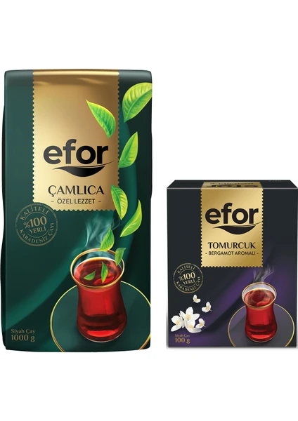 Efor Çay Efor Çamlıca Siyah Dökme Çay 1.000 gr + Tomurcuk Bergamot Aromalı 100 gr