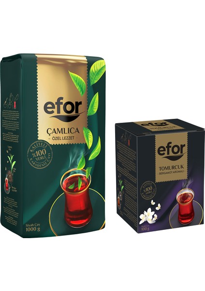 Efor Çay Efor Çamlıca Siyah Dökme Çay 1.000 gr + Tomurcuk Bergamot Aromalı 100 gr