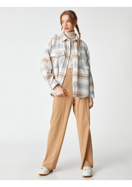 Oduncu Gömleği Uzun Kollu Cep Detaylı Viskon Karışımlı