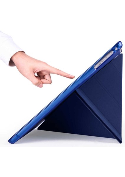 Apple iPad 10. Nesil 10.9 2022 Kılıf Tri Folding Standlı Kalemlikli Kalem Bölmeli 3 Katlamalı Standlı Uyku Modlu Smart Kapak