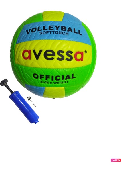 VLM-700 Makina Dikişli Soft Touch 280 gr Fosforlu Deri Voleybol Topu No:5 + Top Pompası
