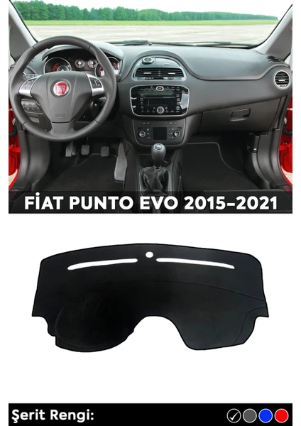 Fiat Punto Evo 2015-2021 3D Torpido Koruma Kılıfı - Ön Göğüs Kaplama - Siyah Şerit