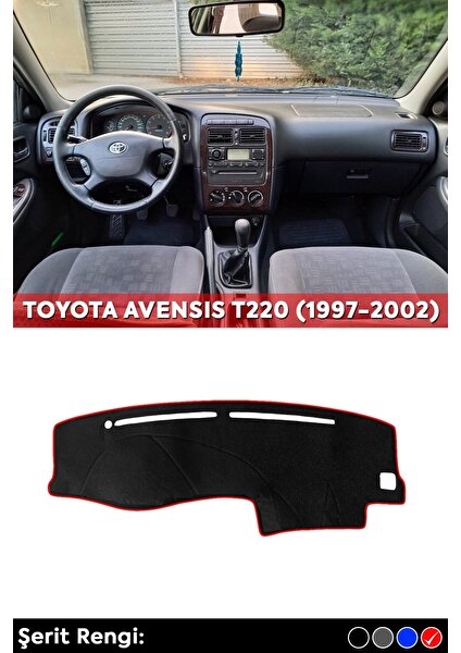 Toyota Avensıs T220 (1997-2002) 3D Torpido Koruma Kılıfı - Ön Göğüs Kaplama - Kırmızı Şerit