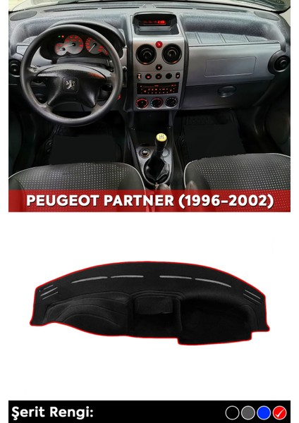 Peugeot Partner (1996-2002) 3D Torpido Koruma Kılıfı - Ön Göğüs Kaplama - Kırmızı Şerit