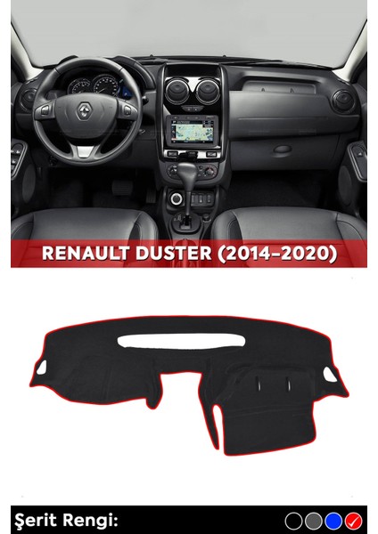 Renault Duster (2014-2020) 3D Torpido Koruma Kılıfı - Ön Göğüs Kaplama - Kırmızı Şerit