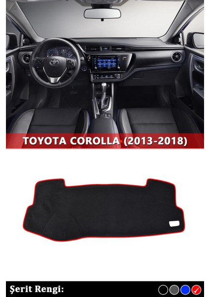 Toyota Corolla (2013-2018) 3D Torpido Kılıfı Panel Koruyucu Göğüs Kaplama - Kırmızı Şerit