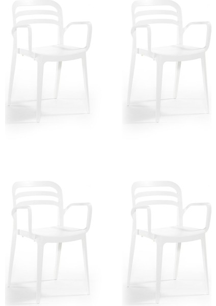 Aspendos Bahçe Balkon Renkli Koltuk Beyaz 4'lü Set