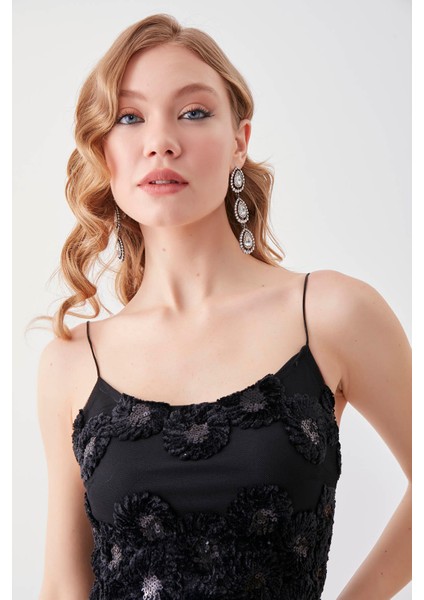 Ip Askılı Pul Payet Detaylı Mini Elbise10 modelleri