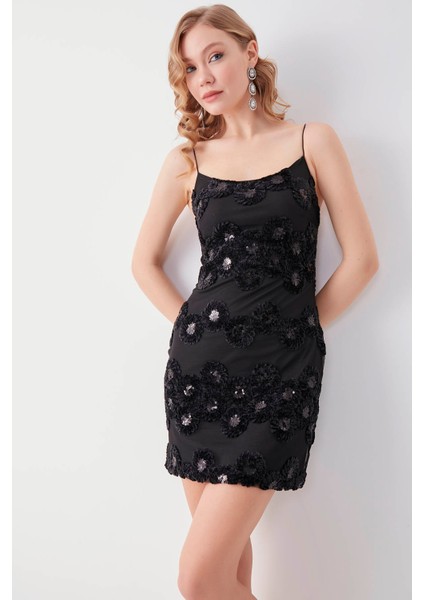 Ip Askılı Pul Payet Detaylı Mini Elbise10 indirimleri