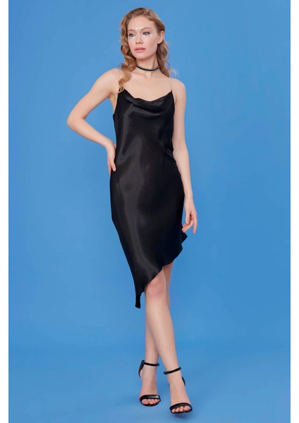 Taş Askılı Saten Elbise10