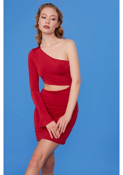 Dekolteli Tek Omuz Mini Elbise10 fırsatları