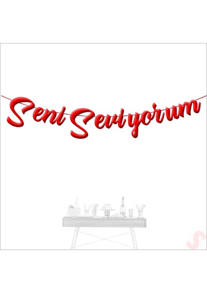 Seni Seviyorum Metalik Karton Banner, 115 cm