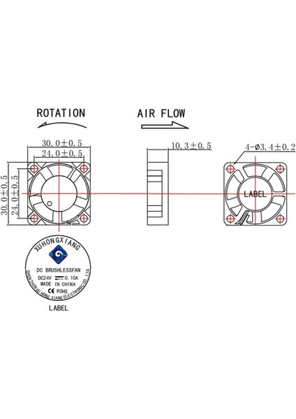 24V Sessiz Fan  30X30X10(3010) - 3D Yazıcı Uyumlu - 1 Metre