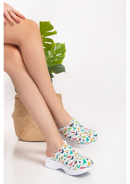 Dinozor Desenli Klasik Model Bayan Ortopedik Sabo Terlik 101 /201 Dinozor