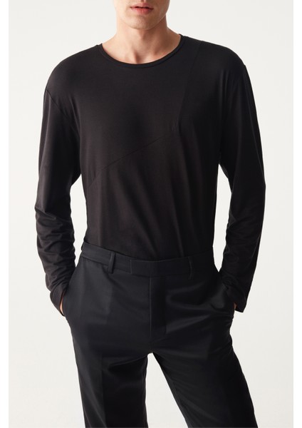 Str Uzun Kollu Modal Basic Asimetrik Detaylı Tshirt