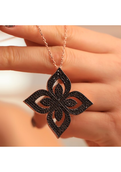 925 Ayar Gümüş Siyah Yonca Kolye modelleri