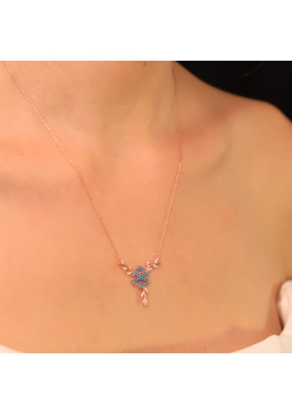 925 Ayar Gümüş Daldaki Kar Tanesi Firuze Kolye modelleri