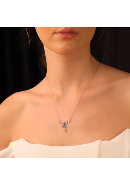 925 Ayar Gümüş Daldaki Kar Tanesi Firuze Kolye indirimleri