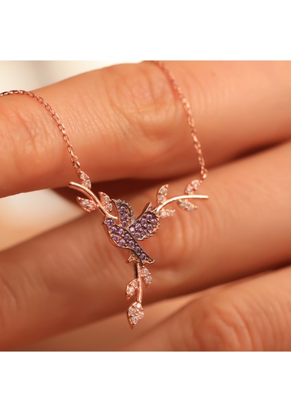 925 Ayar Gümüş Daldaki Ametist Kuş Kolye fiyatları