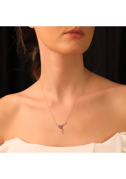 925 Ayar Gümüş Daldaki Ametist Kuş Kolye indirimleri