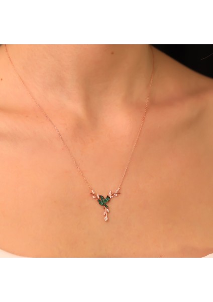 925 Ayar Gümüş Daldaki Yeşil Kuş Kolye modelleri