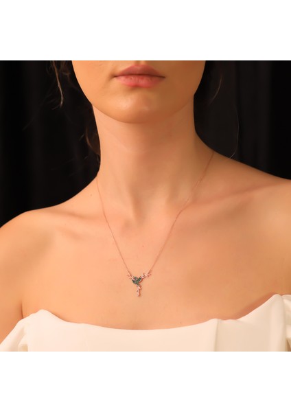 925 Ayar Gümüş Daldaki Yeşil Kuş Kolye indirimleri