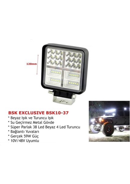 10V-48V LED Lamba Off-Road (59 x 1W) 59 Ledli Kare (107 x 120)