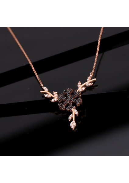 925 Ayar Gümüş Daldaki Siyah Kar Tanesi Kolye indirimleri
