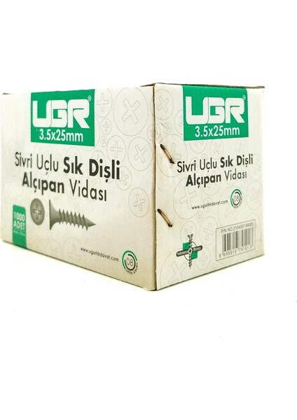 Sık Dişli Sivri Uçlu Alçıpan Vidası 3.5X25 1000 Adet