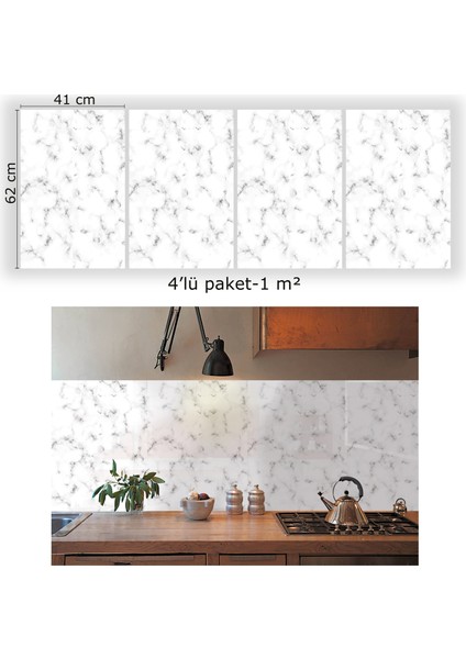 Kendinden Yapışkanlı Granit Mermer Desenli Pvc Panel 41X62 cm (4 Adet) 1 M²