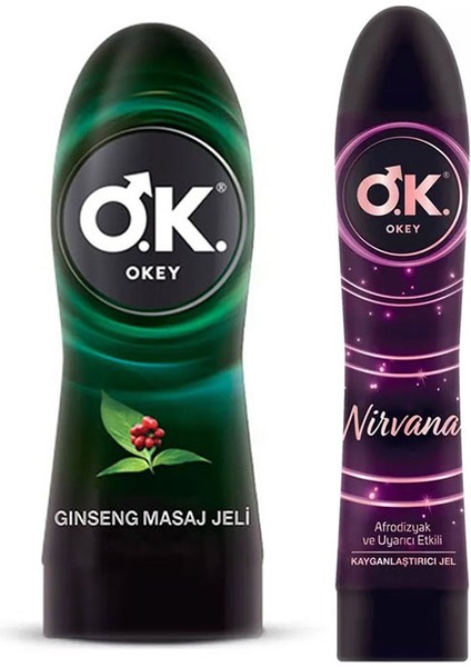 Ginseng Su Bazlı Masaj Jeli 200 ml + Okey Kayganlaştırıcı Jel Nirvana 100 ml