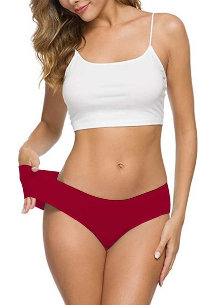 7 Adet Kadın Dikişsiz Lazer Kesim Esnek İz yapmayan Külot Bordo fırsatları