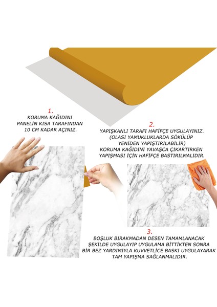 Kendinden Yapışkanlı Beyaz Mermer Desenli Pvc Panel 41X62 cm (4 Adet) 1 M²