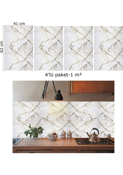 Kendinden Yapışkanlı Sarı Çizgili Desenli Pvc Panel 41X62 cm (4 Adet) 1 M²