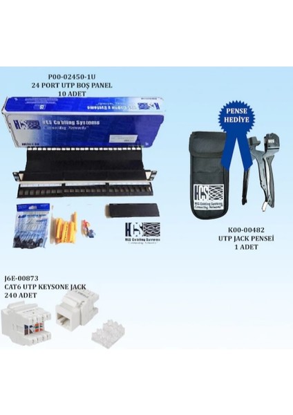 Cat6 Patch Panel P00-02450/KEYSTONE Jack 00873 J6E-00873/KEYSTONE Jack Sıkma Pensesi K00-00482T