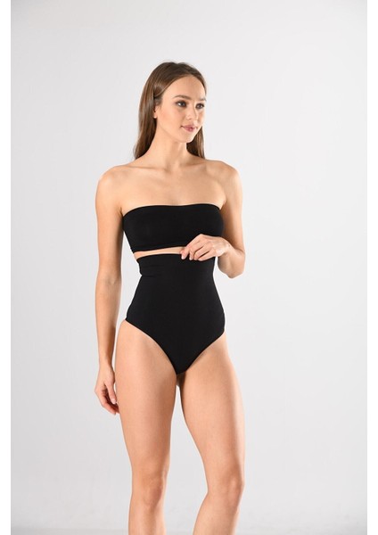 Yüksek Bel Karın Toparlayıcı Slip String Kadın Korse Siyah10
