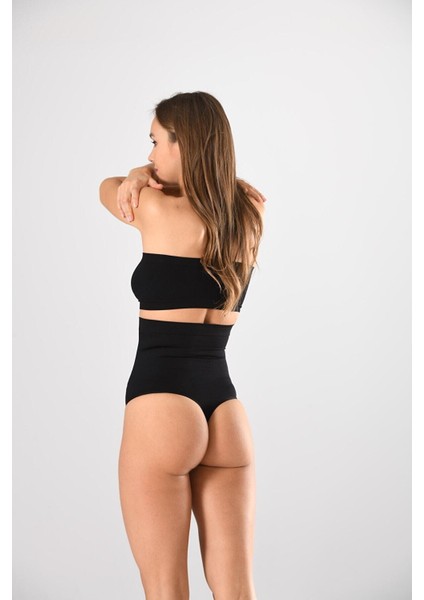 Yüksek Bel Karın Toparlayıcı Slip String Kadın Korse Siyah10