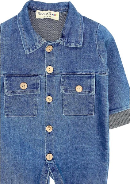 Düğme Detaylı Bebek Kot Tulum Mavi fiyatları